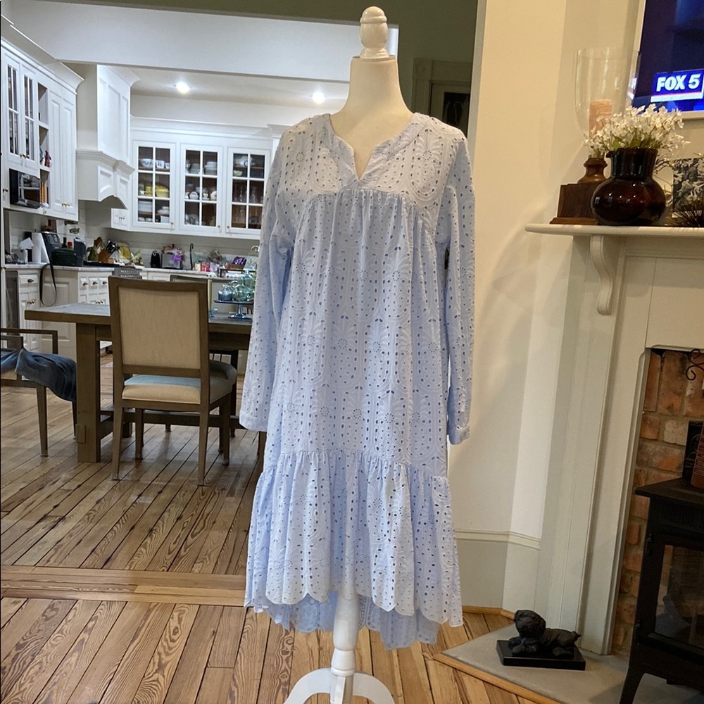 crown & ivy Light Blue Eyelet High-Low Dress - Picture 2 of 10